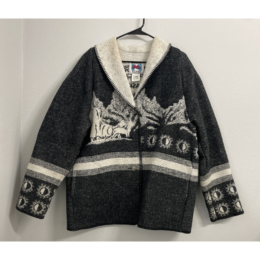 Wooded River Jacket Sz L Alaska Iditarod USA Made Wool Blend EUC